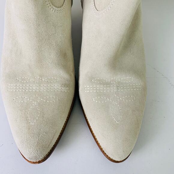 Polo by Ralph Lauren Women's Lucille Calfskin Suede Ankle Boots Cream Size 10B - Picture 3 of 16